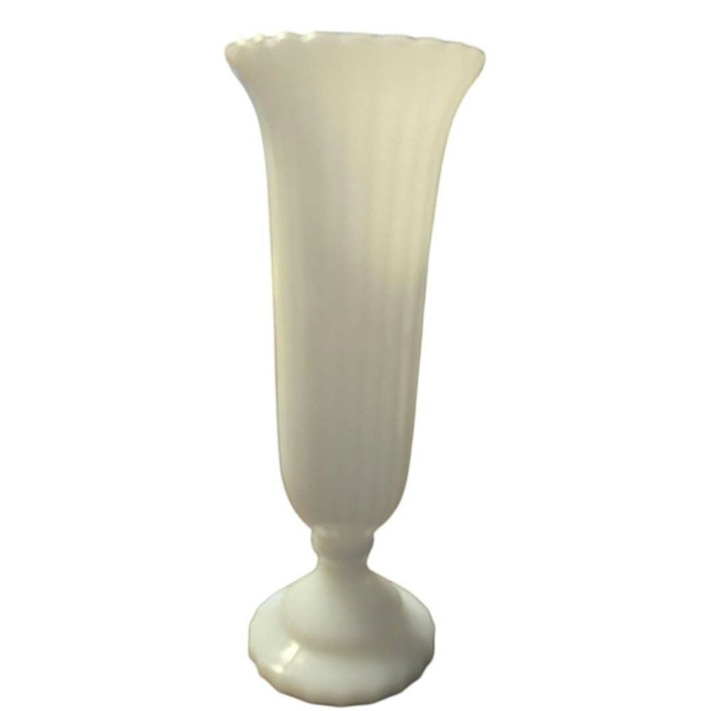 Vintage Napco Milk Glass vase 10" 60's Wedding Decor Farmhouse Shabby Chic